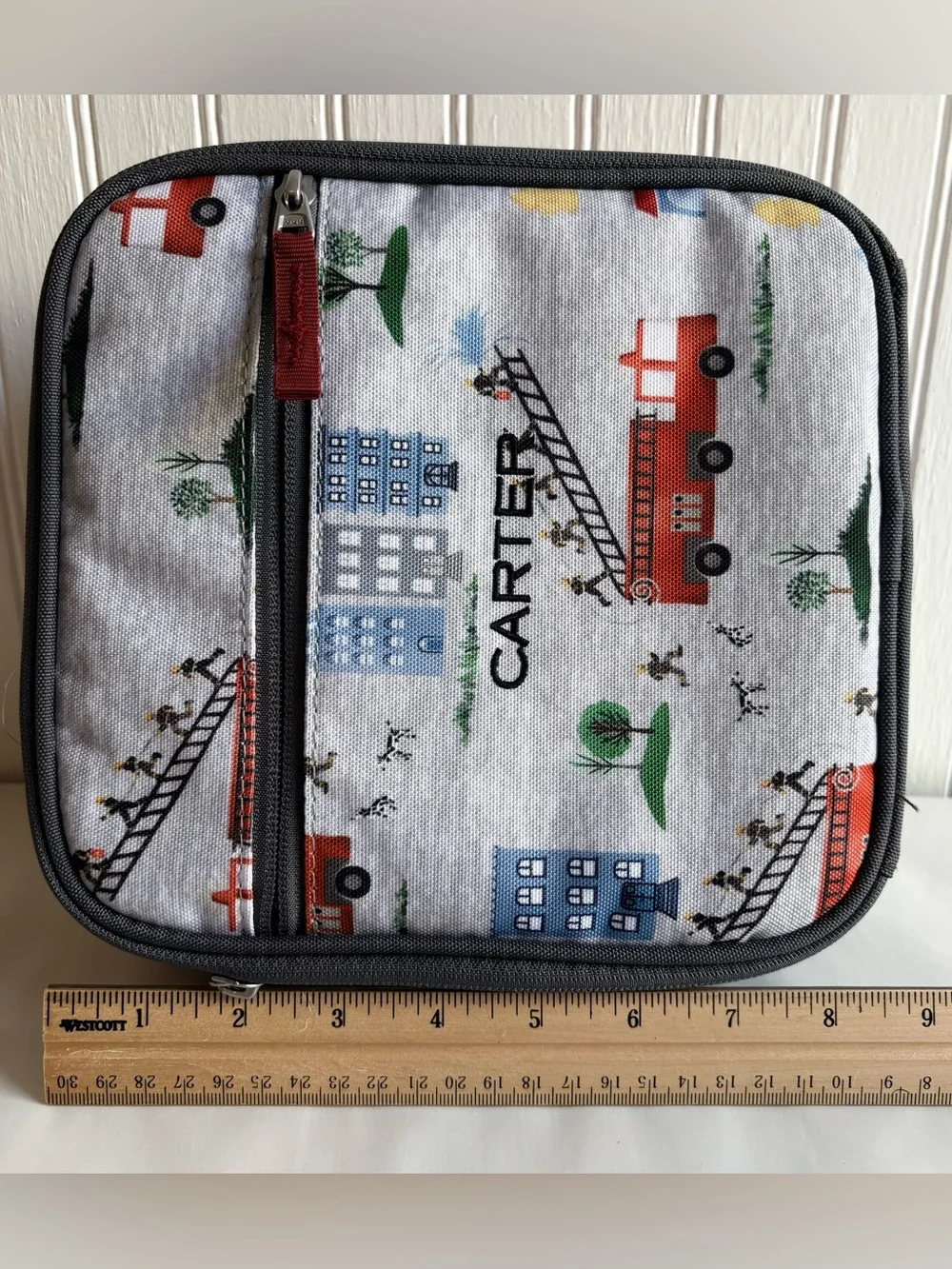 New Pottery Barn Kids Fire Truck Lunch Box Personalized Carter Fireman Lunchbox